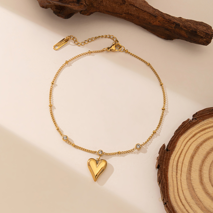 Brazalete Cadena Cuban con Corazon