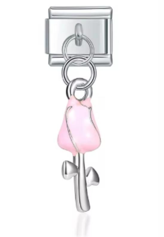 Charm Italiano Rosa Plateada