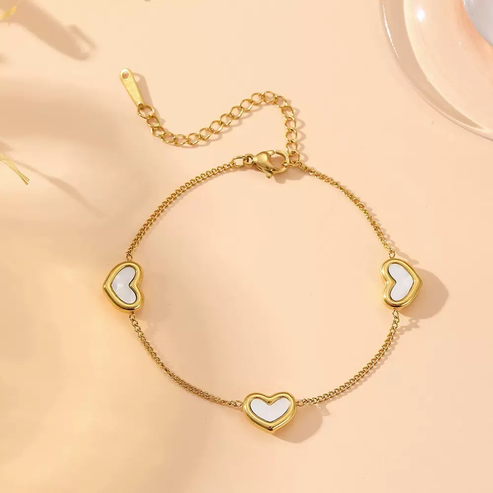 Brazalete Triple Corazon Blanco