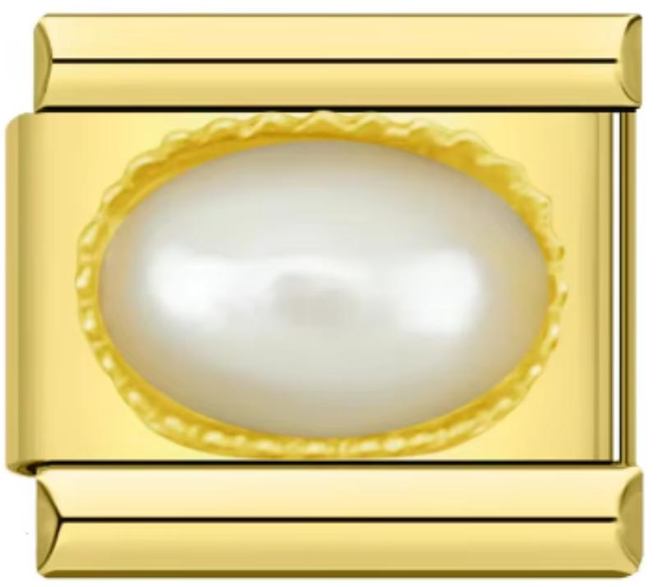 Charm Italiano Dorado Piedra Blanca