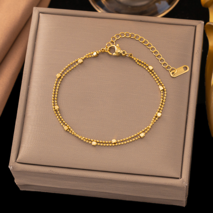 Brazalete Doble Cadena de Bolitas