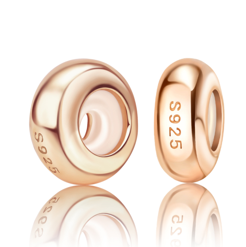 Charm Abalorio Liso Dorado Rosa