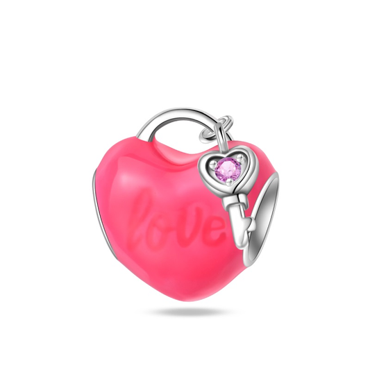 Charm Corazón Love Rosa y Llave Rosa