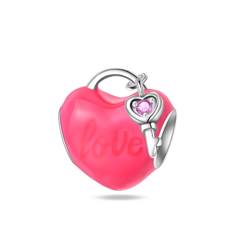 Charm Corazón Love Rosa y Llave Rosa