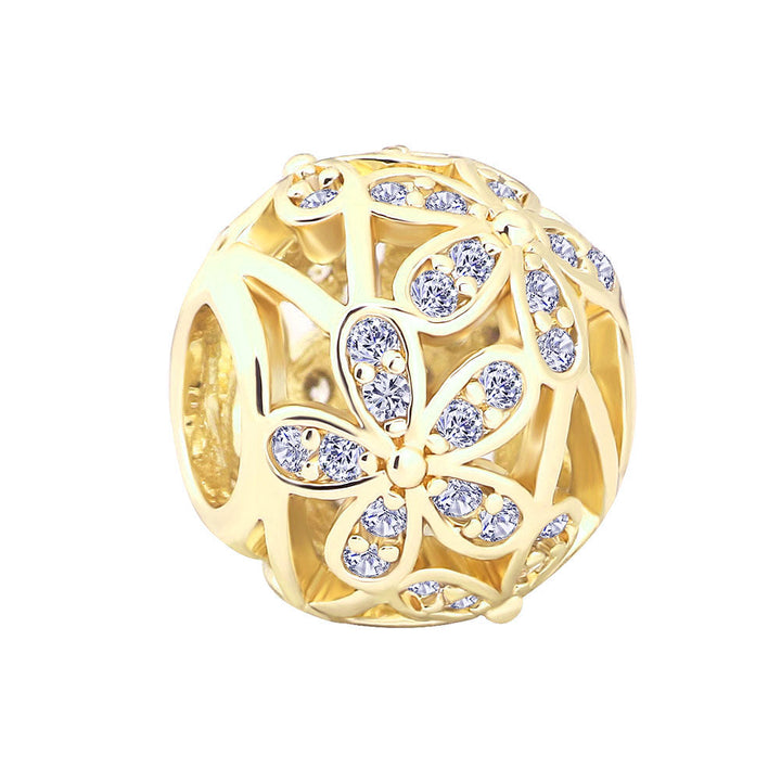 Charm Esfera Dorada Con Flores