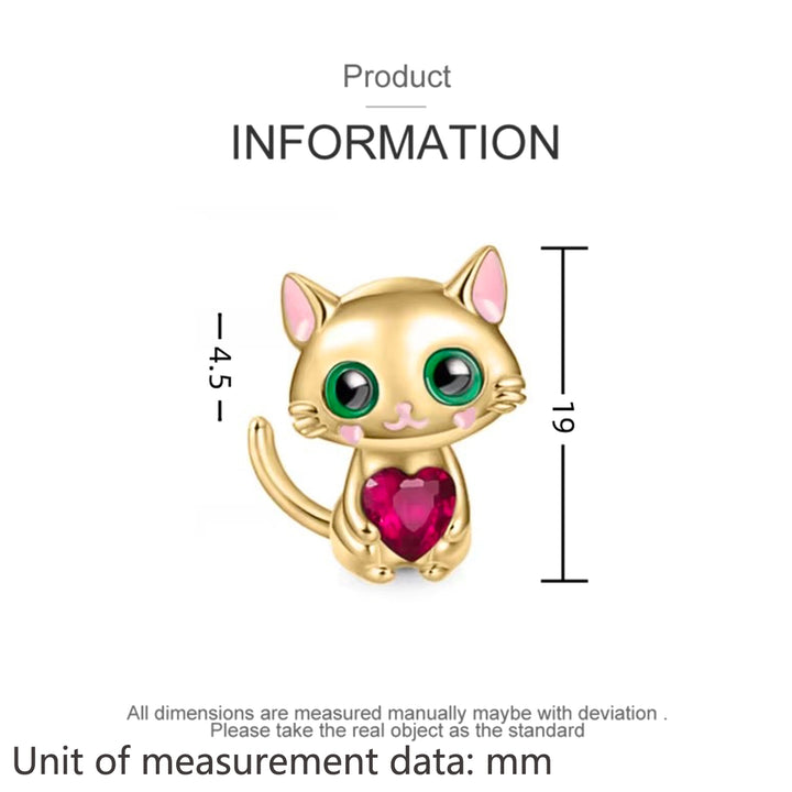 Charm Gatito Dorado & Corazon