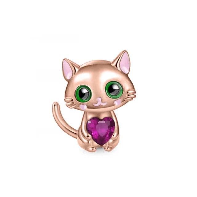 Charm Gatito Rosa & Corazon