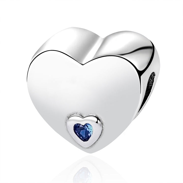 Charm Corazon Plateado & Azul