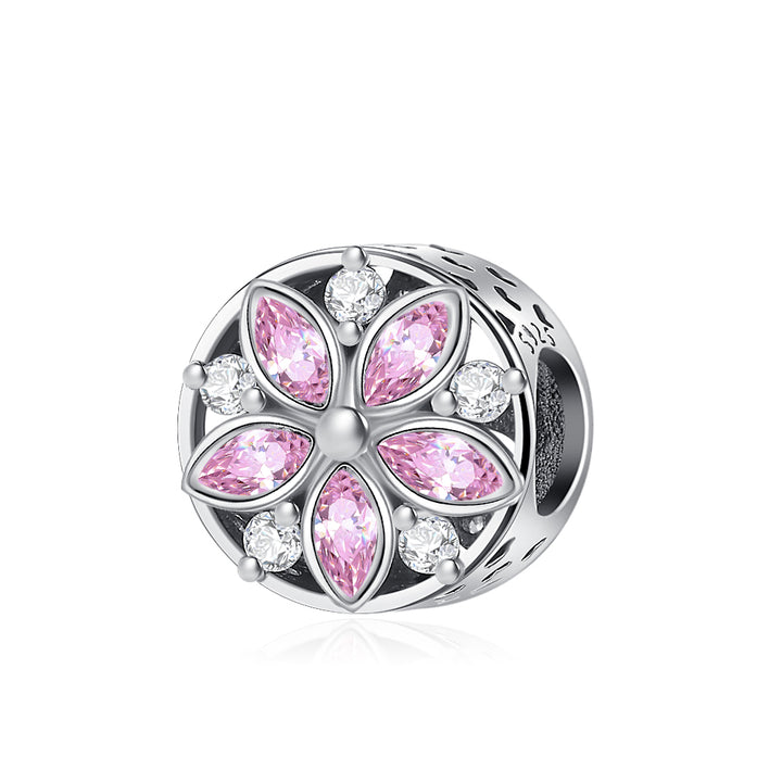 Charm Flor Rosa Diamantada