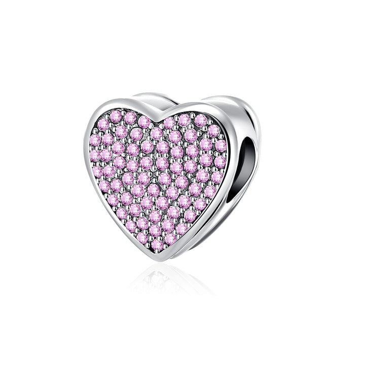 Charm Corazon Diamantado Rosa