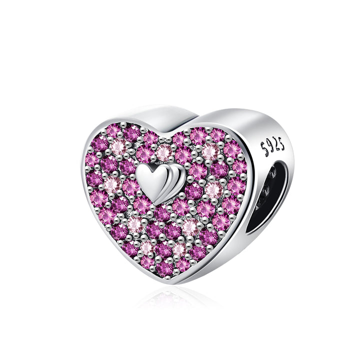 Charm Corazon Diamantado Rosa