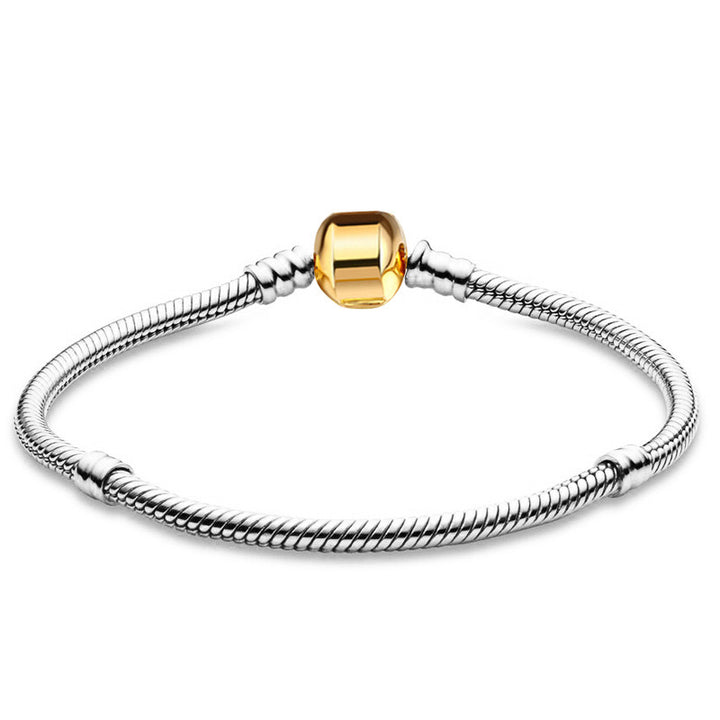 Pulsera Plateada Con Cierre De Barril