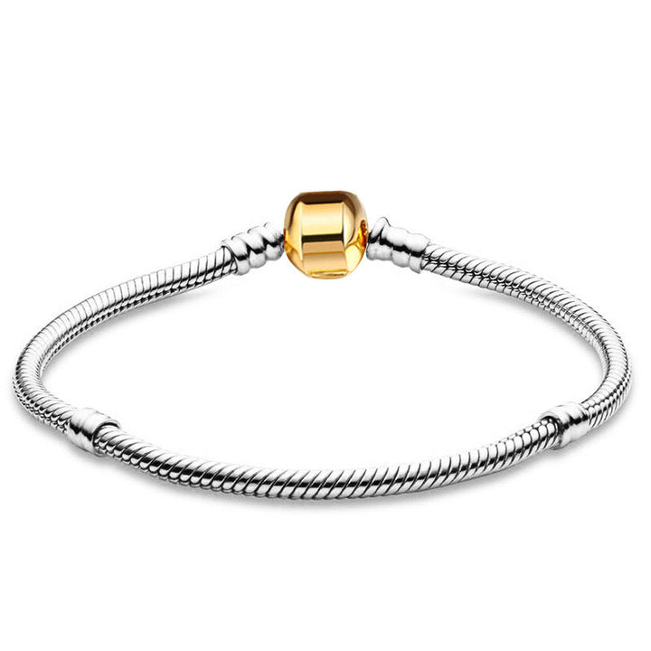 Pulsera Plateada Con Cierre De Barril