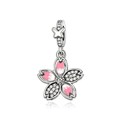 Charm Flor Rosa & Diamantes
