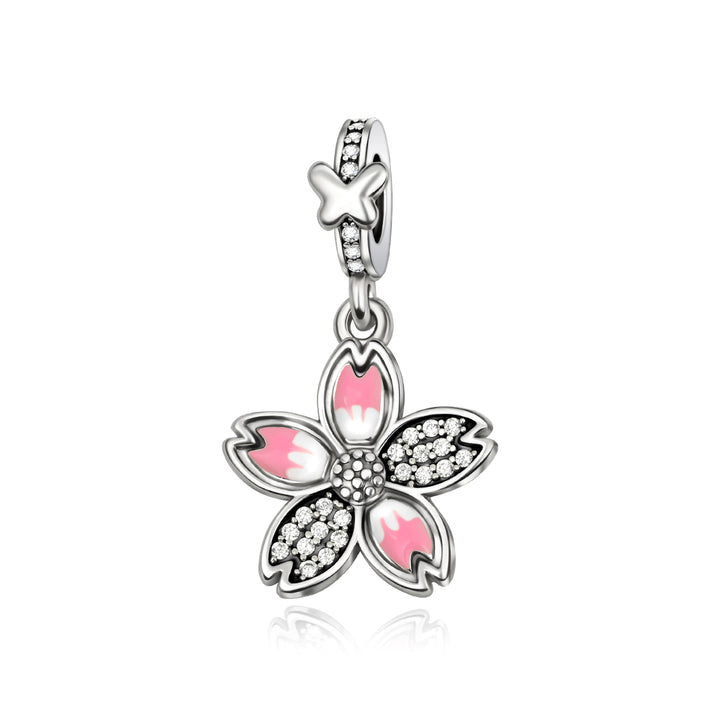 Charm Flor Rosa & Diamantes