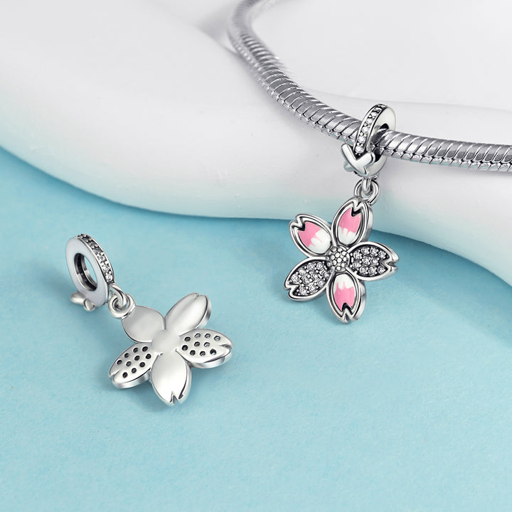 Charm Flor Rosa & Diamantes