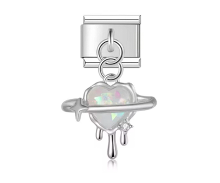 Charm Italiano Corazón Plateado & Planeta