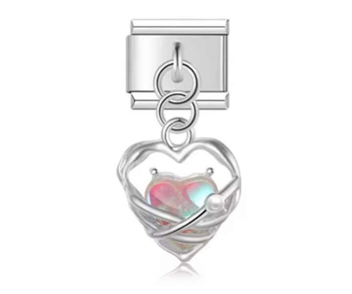 Charm Italiano Corazón Plateado Multicolor