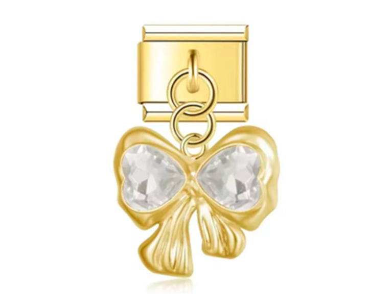 Charm Italiano Moño Dorado & Blanco