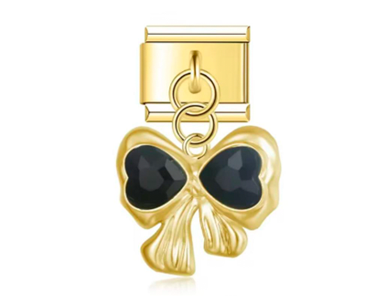 Charm Italiano Moño Dorado & Negro