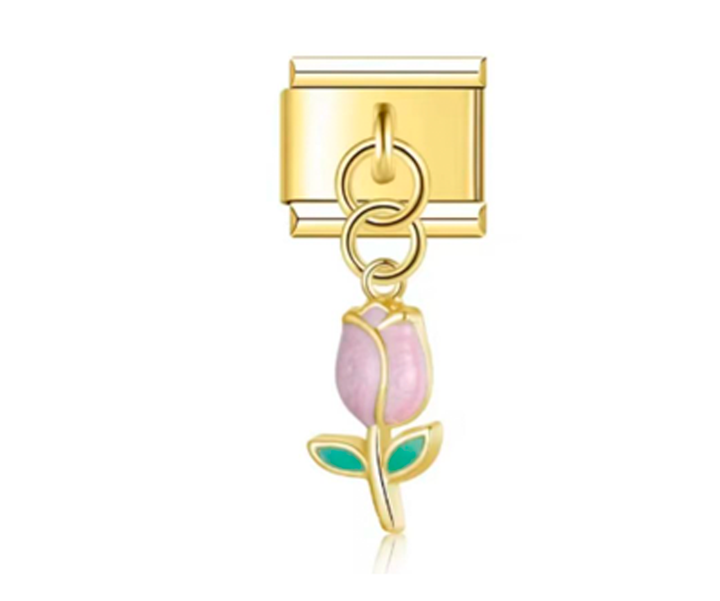 Charm Italiano Colgante Tulipan Rosa