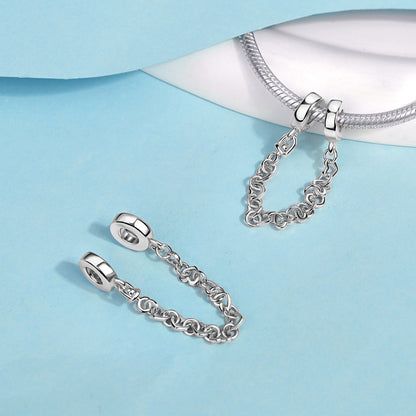 Cadena de Seguridad De Corazones Plata