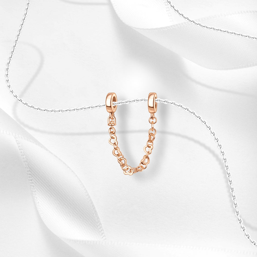 Cadena de Seguridad De Corazones Rosa