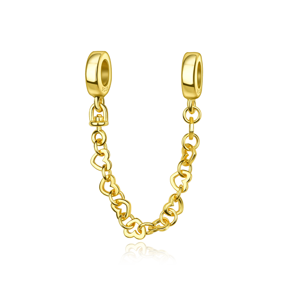 Cadena de Seguridad De Corazones Dorados