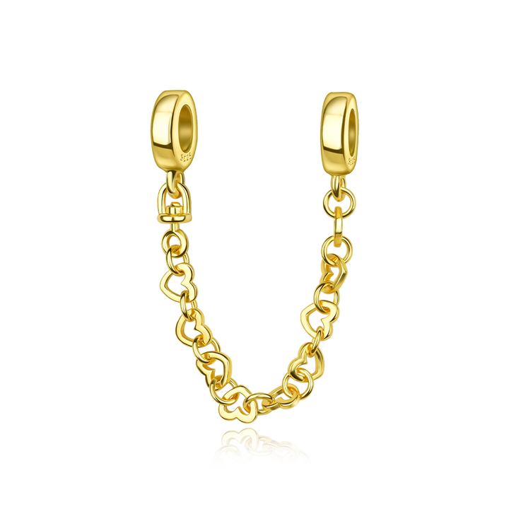 Cadena de Seguridad De Corazones Dorados