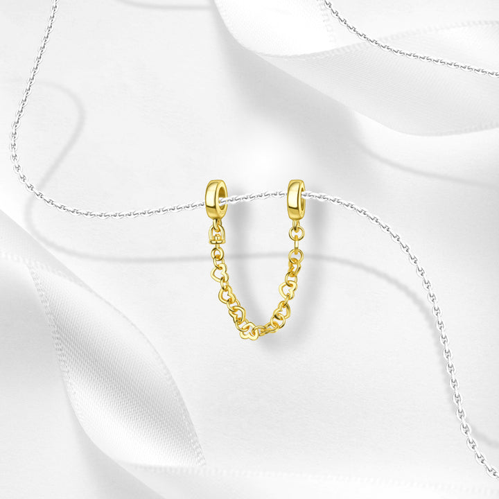 Cadena de Seguridad De Corazones Dorados