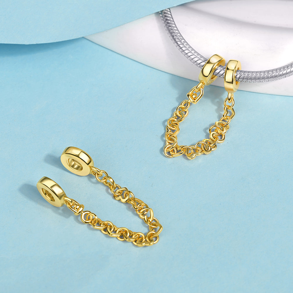 Cadena de Seguridad De Corazones Dorados