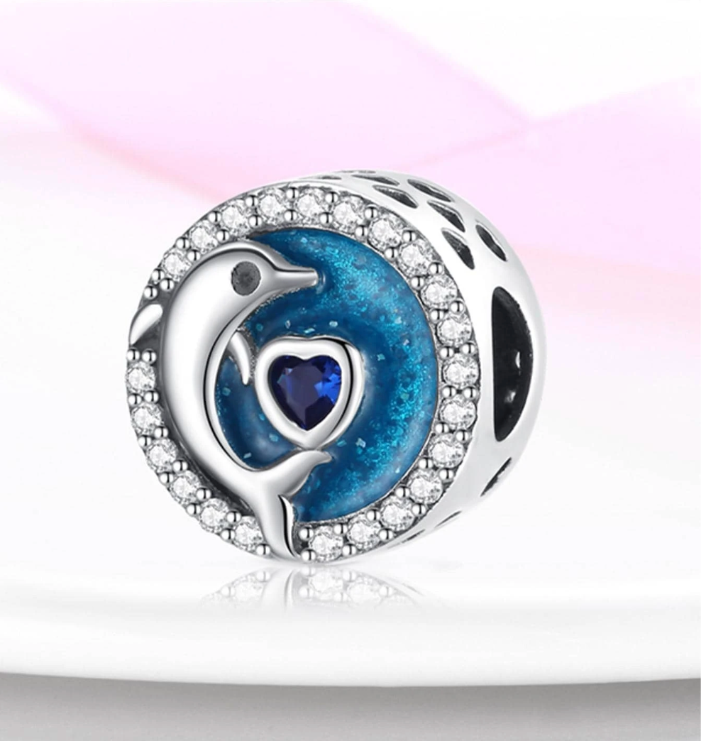 Charm Delfin Corazon Azul