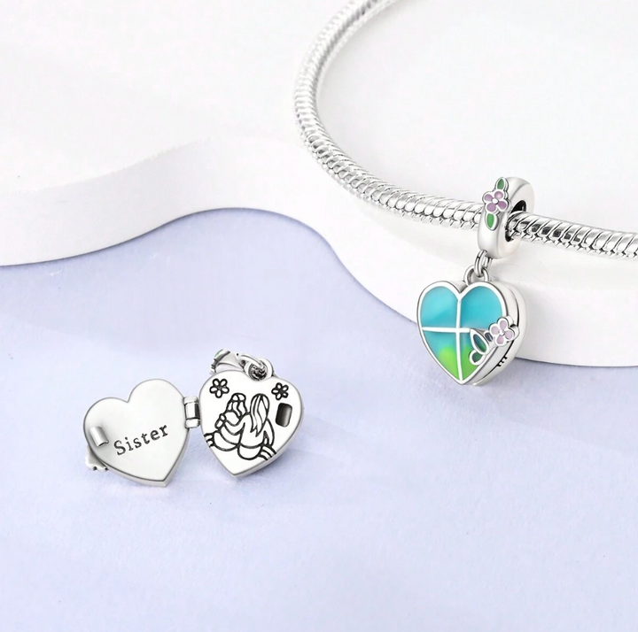 Charm Corazón Verde y Flores