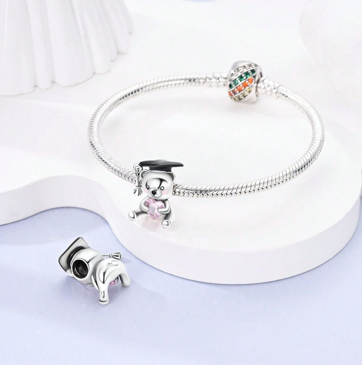 Charm Osito y Corazón Rosa