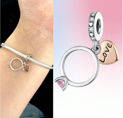 Charm Amuleto de Anillo y Corazón Love