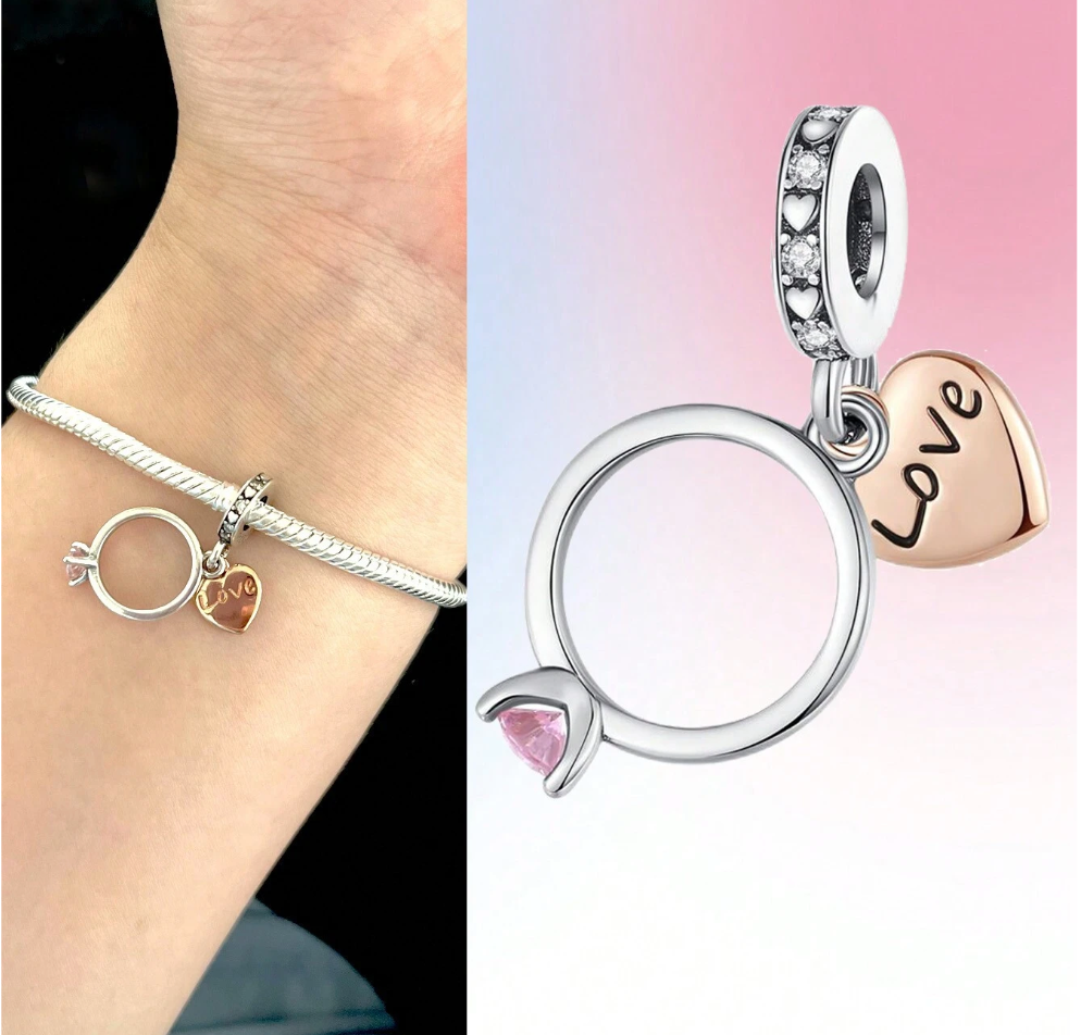 Charm Amuleto de Anillo & Corazon Love