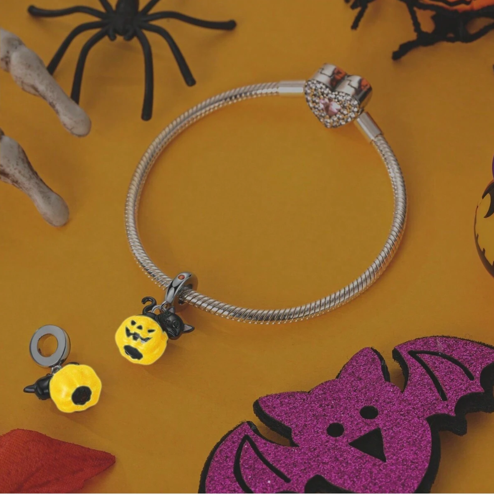 Charm Calabaza de Halloween y Gato Negro