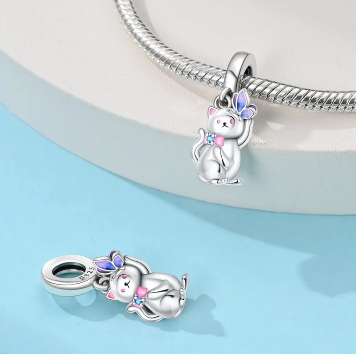 Charm Gatito y Mariposa Morada