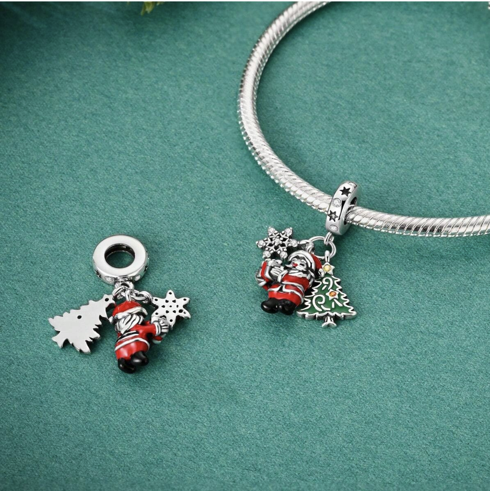 Charm Copo de Nieve, Santa Claus y Árbol de Navidad