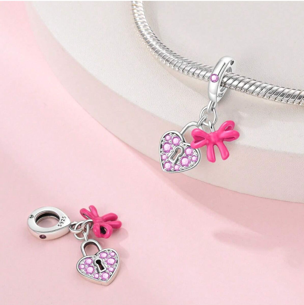 Charm Corazón Secreto y Moño Rosa