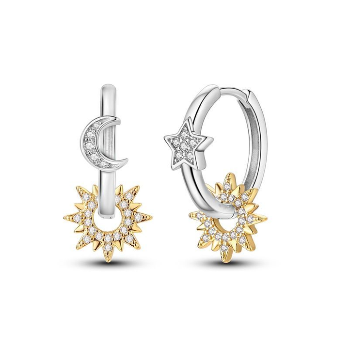 Aretes Sol, Luna y Estrella "Luz Radiante"