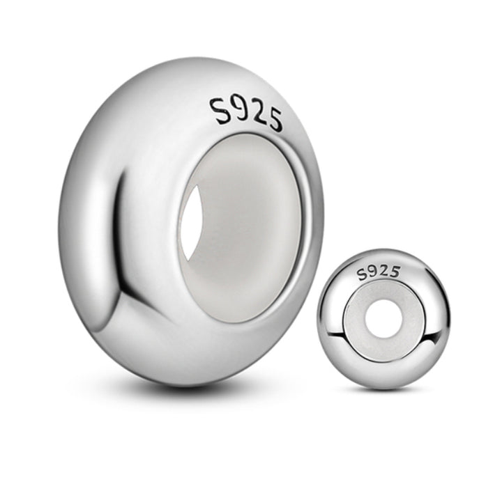 Charm Abalorio Liso Plateado