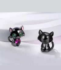 Thumbnail for Charm Gatito Negro y Corazón Rosa