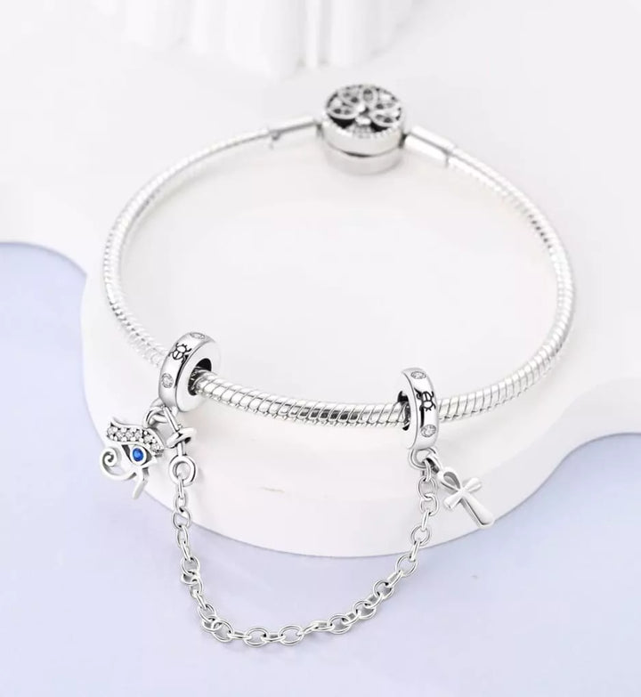 Cadena de Seguridad Ojo Horus y Cruz Anj