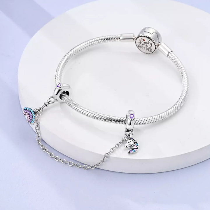 Cadena de Seguridad Unicornio y Arcoíris