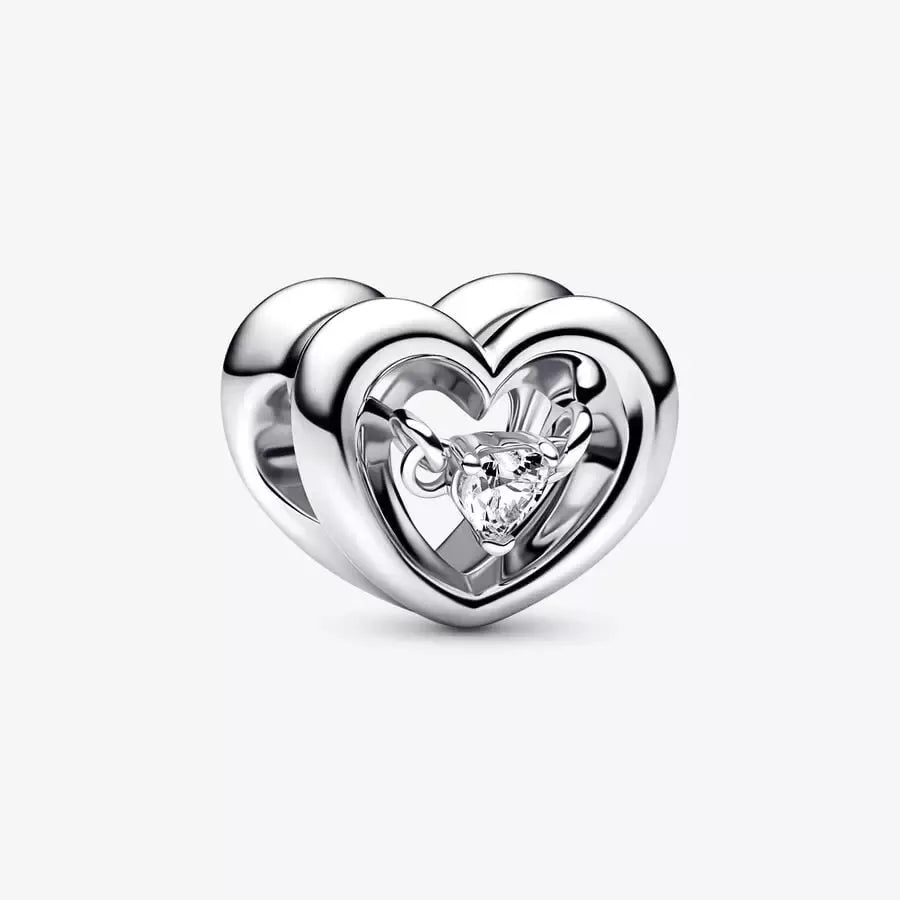 Charm Corazon con Piedra Plateado