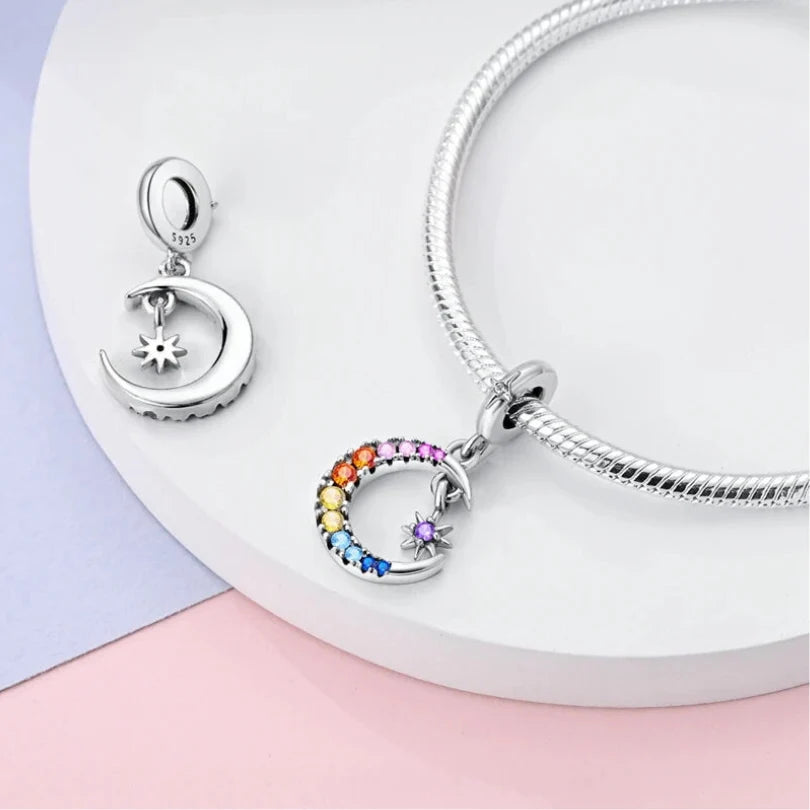 Charm Amuleto de Luna & Estrella de Gemas