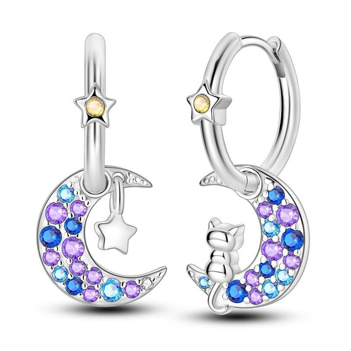 Aretes Luna de Gatito y Estrella
