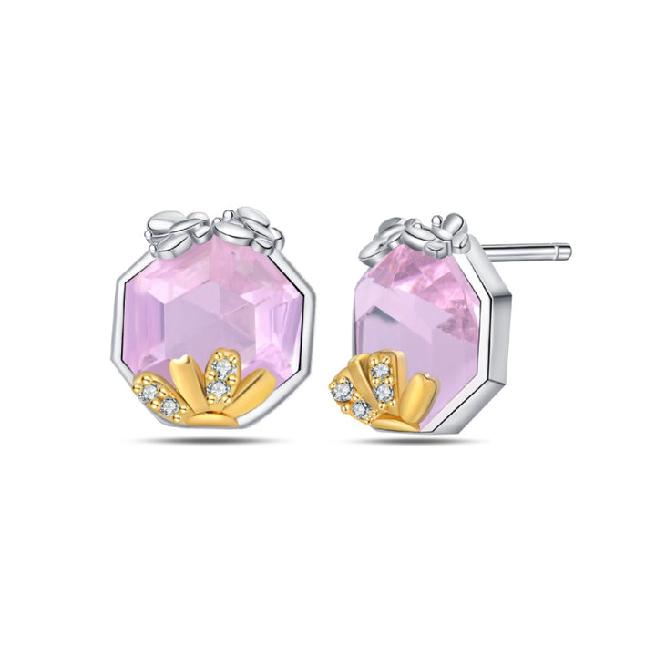 Aretes Cuadro Rosa y Flor Amarilla