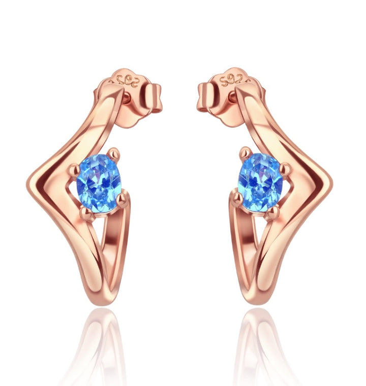 Aretes Elegancia Azul Dorado Rosa